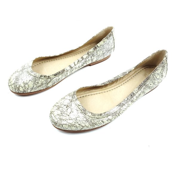 Frye Leather Crackle Carson Ballet Flats - Picture 2 of 9